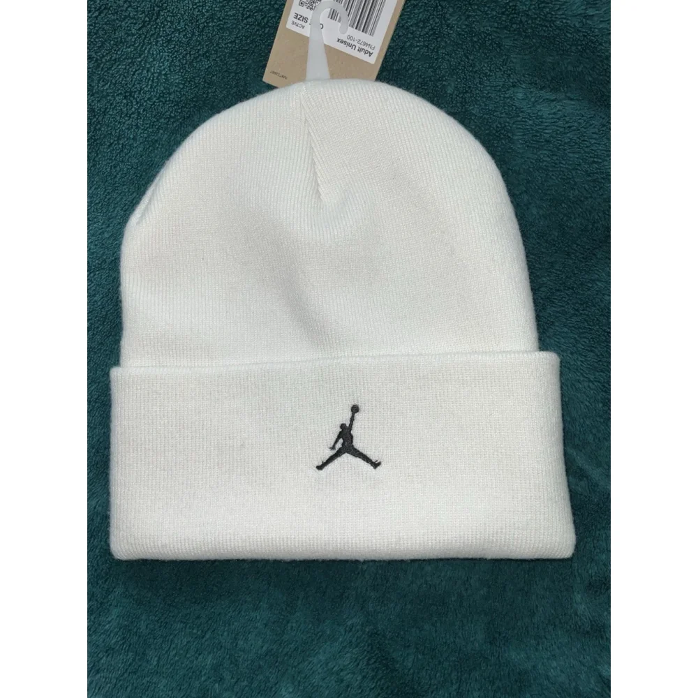 New! Nike Jordan Jumpman Logo Cuffed Beanie Hat White Color Adult Unisex